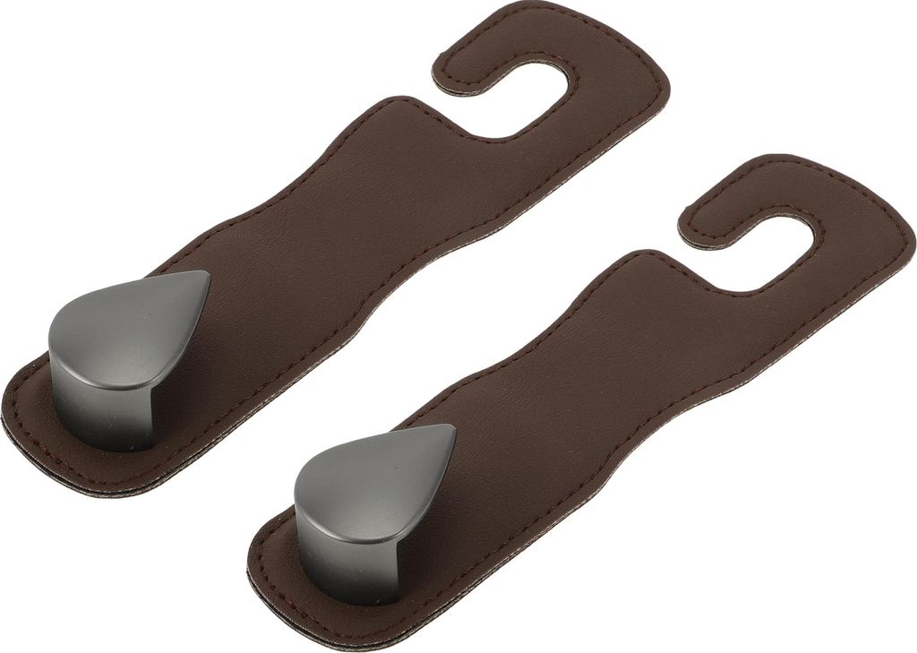 2 Stück Universal Auto Kopfstützenhaken für die meisten Autos, SUVs, Trucks Auto Rücksitz Organizer Haken Robustes Kunstleder Metall Tiefbraun ...