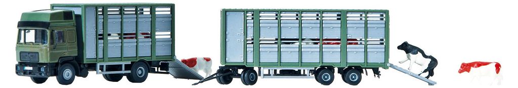 Kibri 12248 - H0 Viehtransporter mit Anhänger und 12 Kühen - Neu