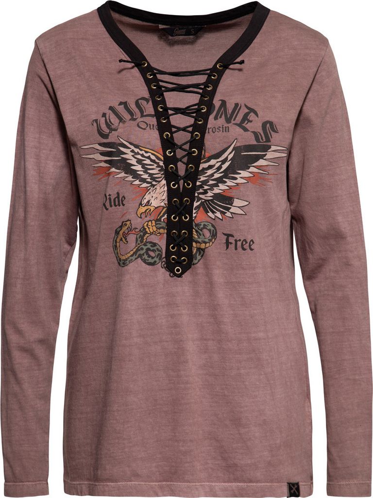 Queen Kerosin Wild Ones Ride Free Damen Langarmshirt, rosa, L