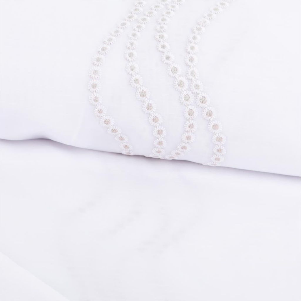 Gardinenstoff Voile Pünktchen-Stickerei Bogenkante weiß beige 280cm