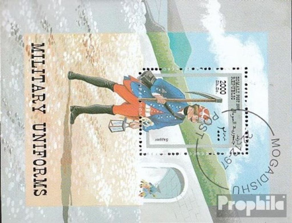 Briefmarken Somali Republic 1997 Mi Block1997G die Legalität dieser Ausg. ist ungeklärt gestempelt Uniformen