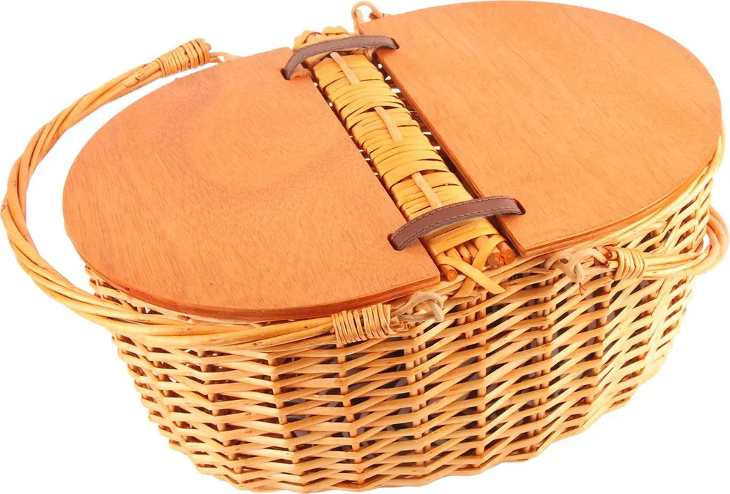cesto di vimini intrecciato da picnic, cesto a mano portatile in vimini, cesto di frutta rustico da giardino esterno