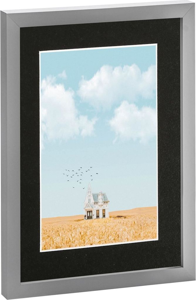 Nicola Spring Bilderrahmen mit A5-Passepartout – A4 (20,3 x 30,5 cm) – Grau/Schwarz