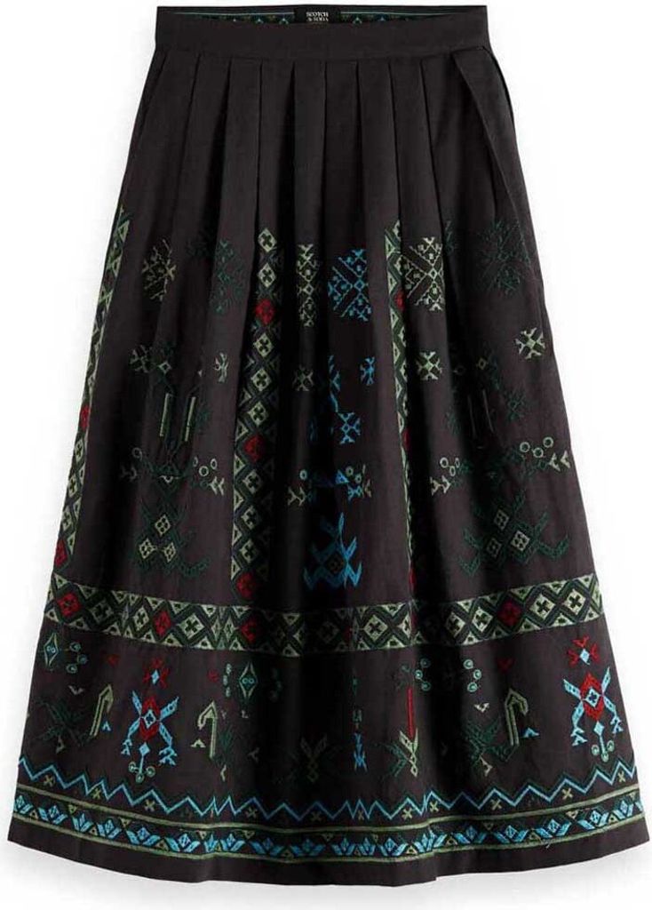 Scotch & Soda Geo Embroidered Midirock Schwarz L Frau Schwarz L