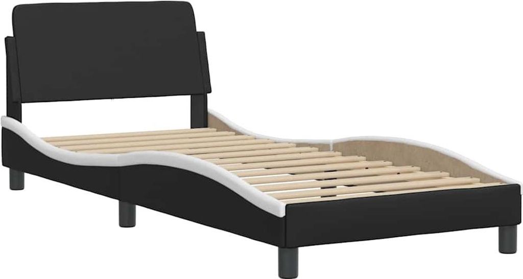 vidaXL Bettgestell "Dover" Schwarz und Weiß 80x200 cm Kunstleder