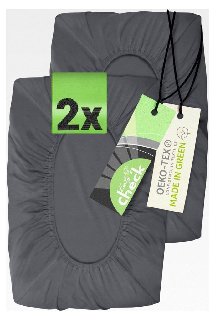 2er Set Spannbezüge für Nackenkissen, 30-35 x 45-50 cm, anthrazit