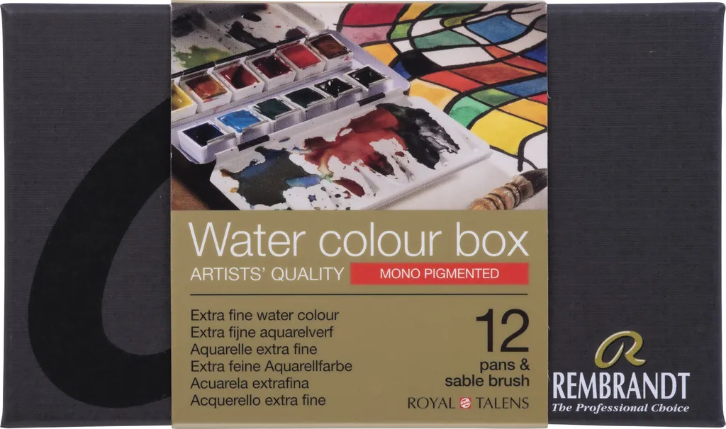 Aquarelle extra-fine Rembrandt 12 godets monopigmentés en étui métal