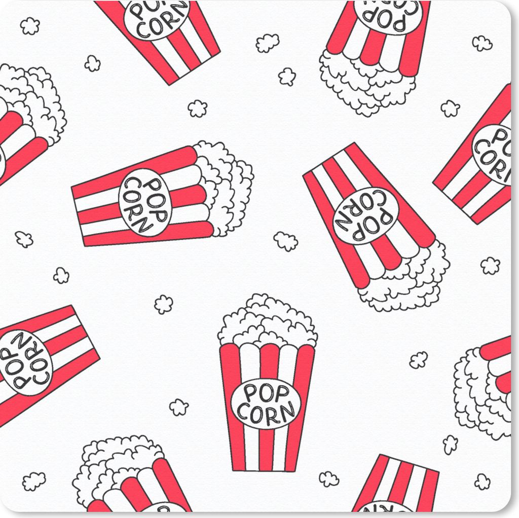 MuchoWow Mauspad Mousepad Puber - Popcorn - Filme - Muster 30x30 cm - Mousepads - Maus Mat - Pad - Mausunterlage - Gaming