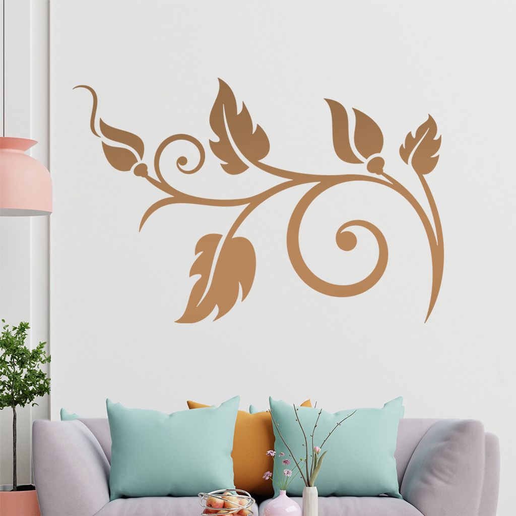 Blume - Linien Wandtattoo in 6 Größen - Wandaufkleber Wall Sticker - Dekoration, Küche, Wohnzimmer, Schlafzimmer, Badezimmer