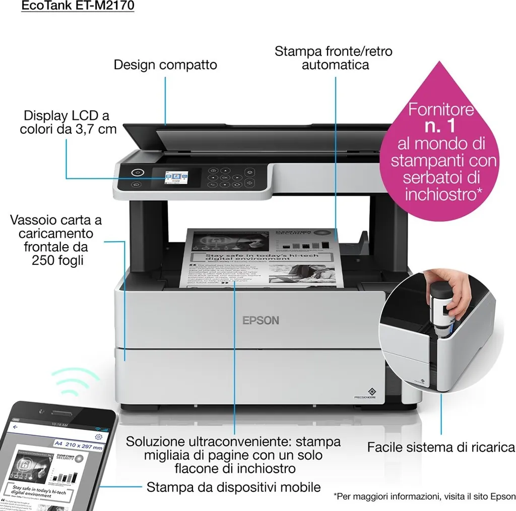 Epson EcoTank M2170 Wi-Fi pour Télétravail et Impression de Bureautique - 8