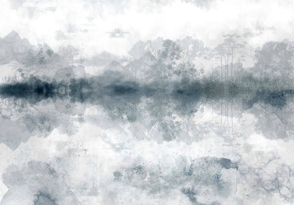 Vlies Fototapete Wald 400x280 cmTapeten Wandtapete XXL Natur Bäume Nebel wie gemalt c-A-10013-a-a