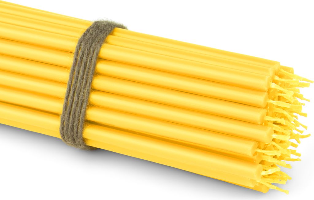 50x Stabkerzen Gelb Rußfrei Tropffrei dünn L 16cm Premium Paraffinwachs 36258