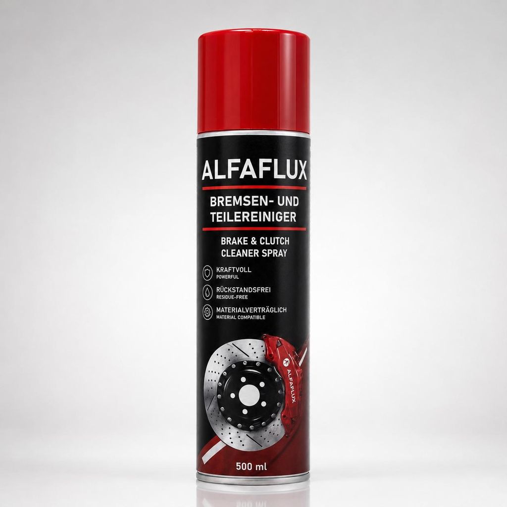 ALFAFLUX Bremsenreiniger 500 ml – Teilereiniger & Produktbild  KI-generiertes Bild