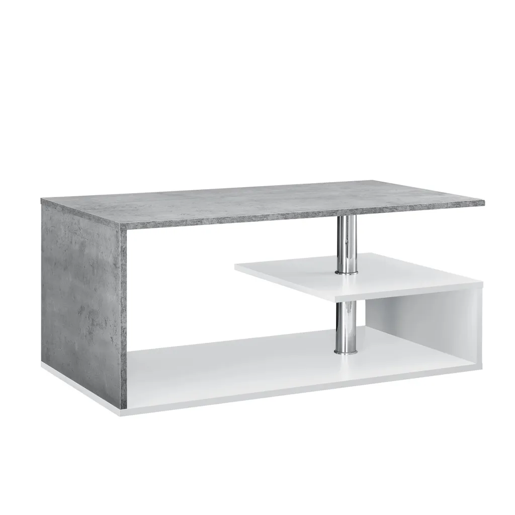 Tavolino Design Moderno Bennie Bianco Cemento 90x50 - Arredo Living