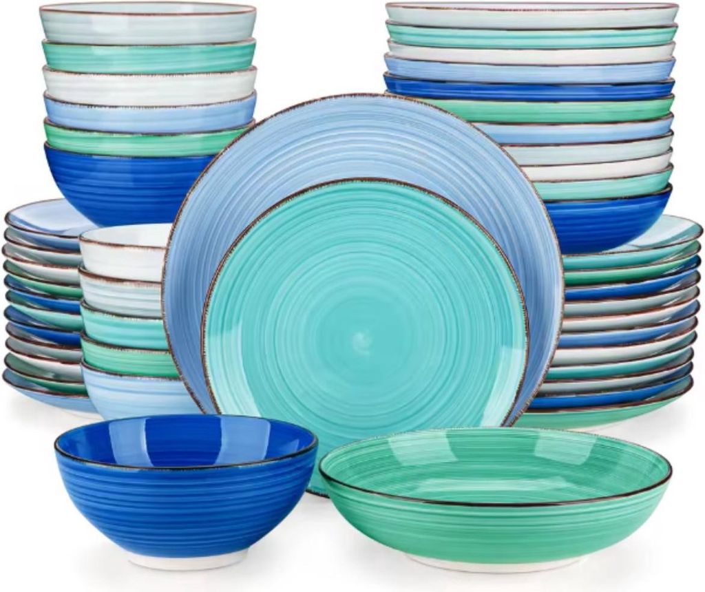 Magnifica Serviesset – 48-teilig – 12 Personen – Blau – Essteller – Tafelservice – Tiefe Teller – Frühstücksteller – Servies – ...