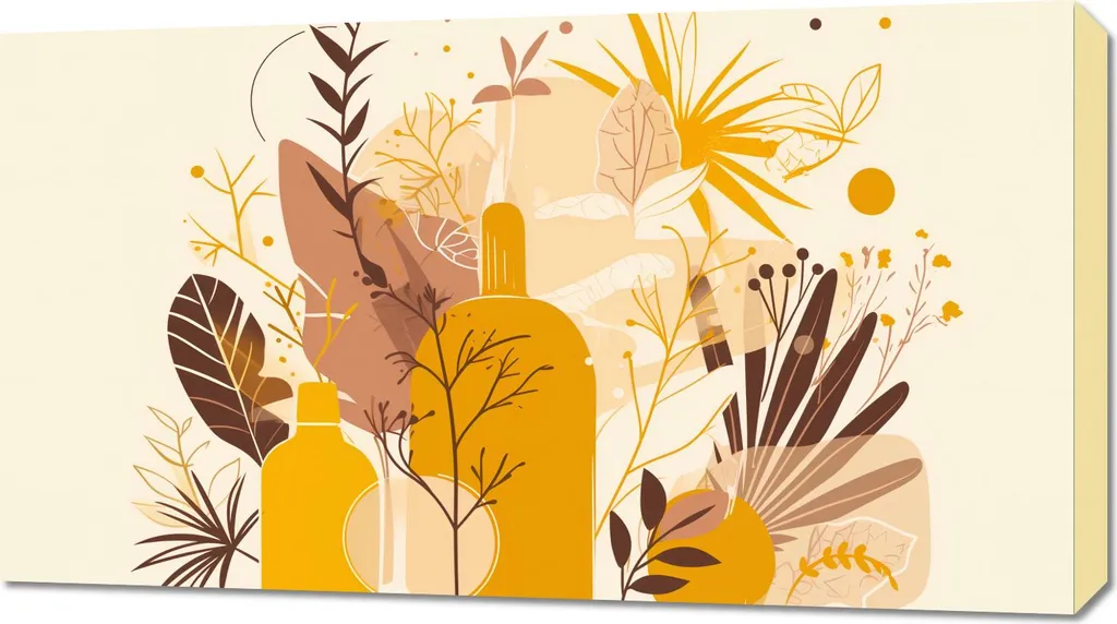 Quadro 90x50 cm Piante Dorate - Decorazione Murale Moderna Oro e Tela