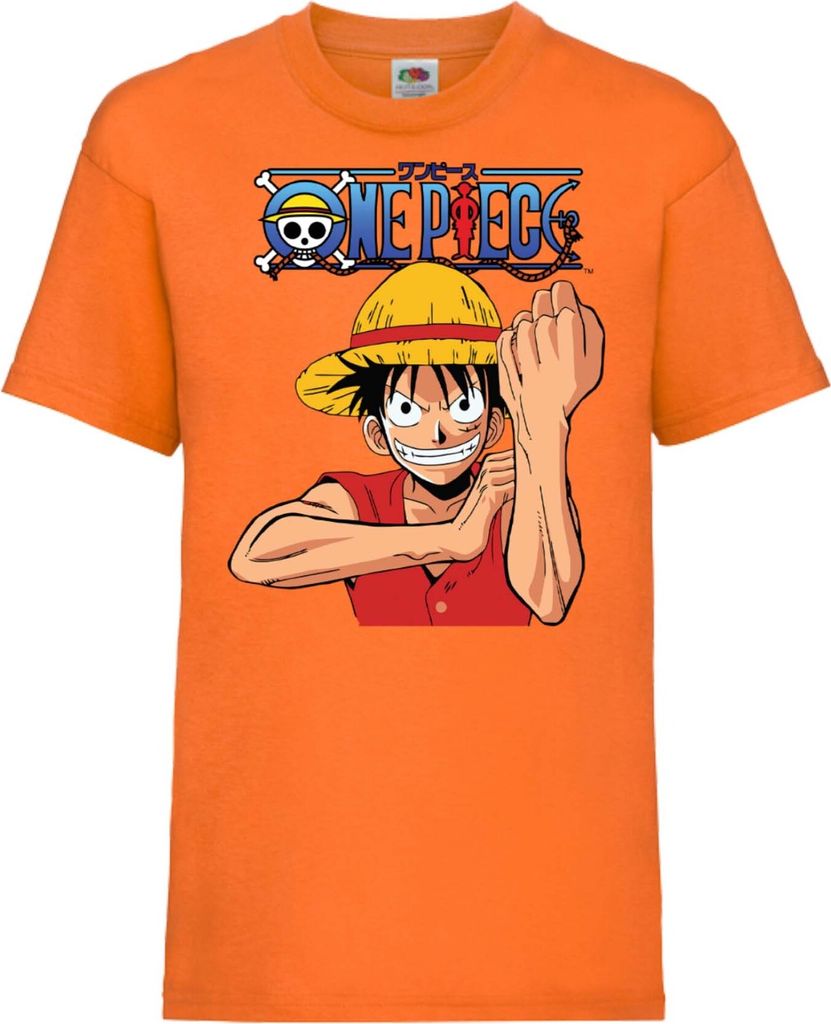 Kinder T-Shirt One Manga Piece Anime 05 Devil Fruit Boy, 5-6 Jahr - 116 / Orange