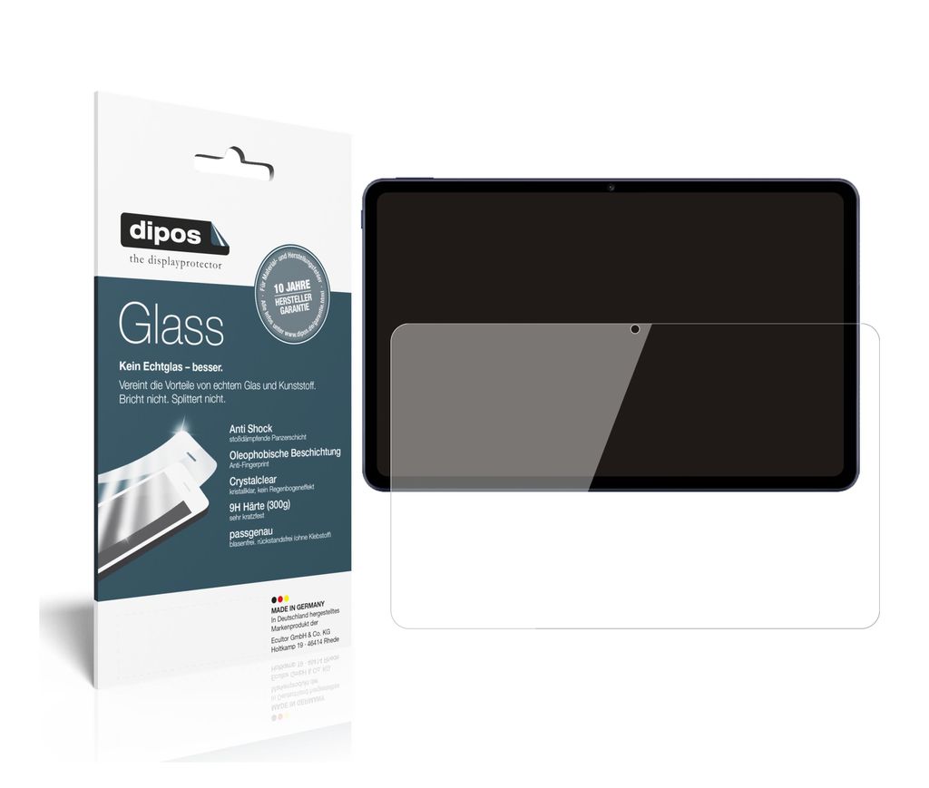 2x Schutzfolie für Huawei MatePad 10.4 zoll (2020) - Anti-Shock 9H Folie dipos Glass Kunststoffglas