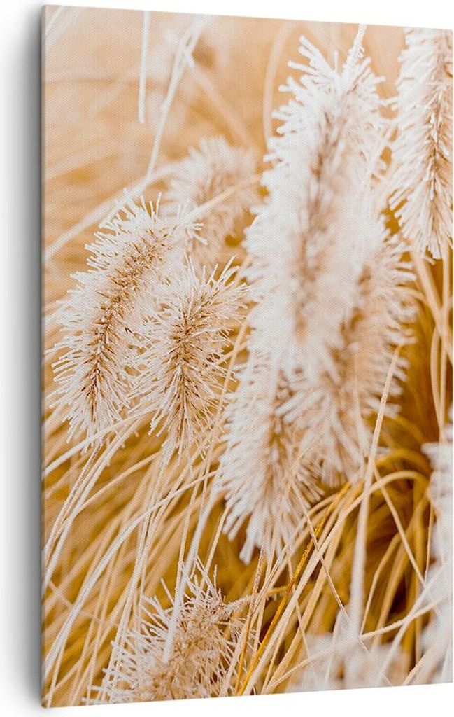 Bild auf Leinwand - Leinwandbild - Einteilig - Gras Boho Licht - 80x120cm - Wand Bild - Wanddeko - Wandbilder - Leinwanddruck - Kunstdruck - Wandde...
