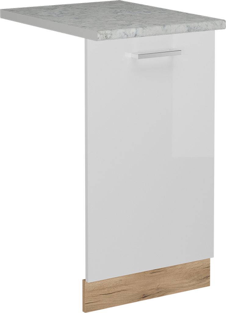 Vicco Geschirrspülblende R-Line, 45 cm , AP Marmor, Weiß Hochglanz/Goldkraft Eiche