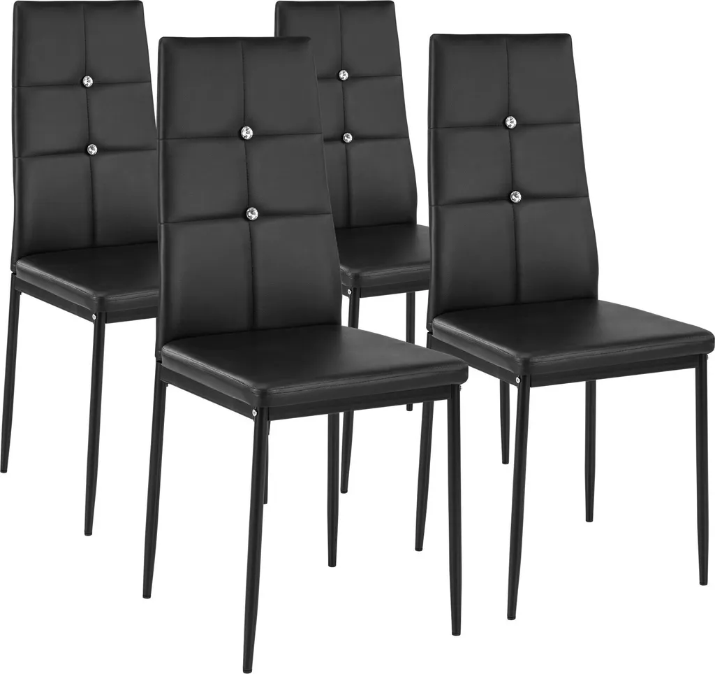 Chaises noires lot de 4 avec strass : confort et entretien facile