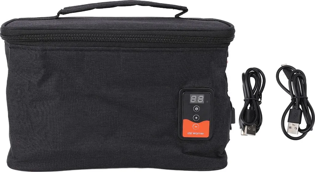 Chauffe-aliments USB voiture réglable noir pour boîte déjeuner et lait