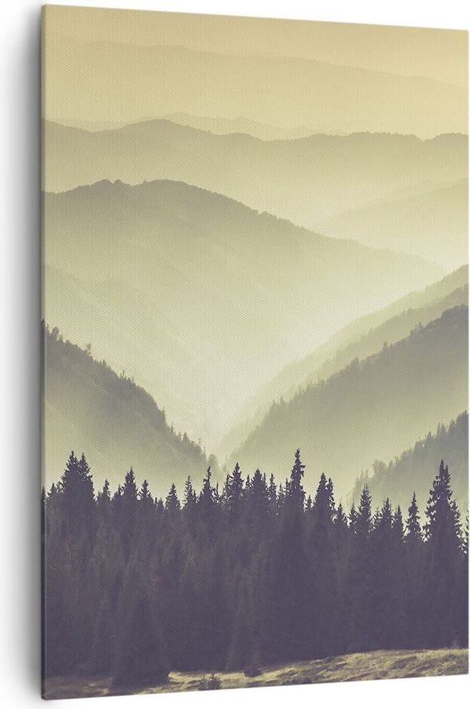 Bild auf Leinwand - Leinwandbild - Einteilig - Berge Wald Natur - 70x100cm - Wand Bild - Wanddeko - Wandbilder - Leinwanddruck - Wanddekoration - L...