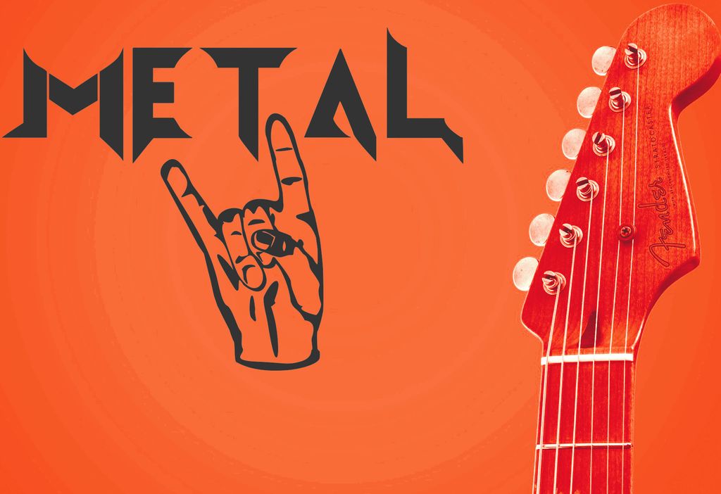 Wandtattoo METAL - Musik - Pommesgabel - Deathmetal , Wand-Aufkleber, metal, Metaller
