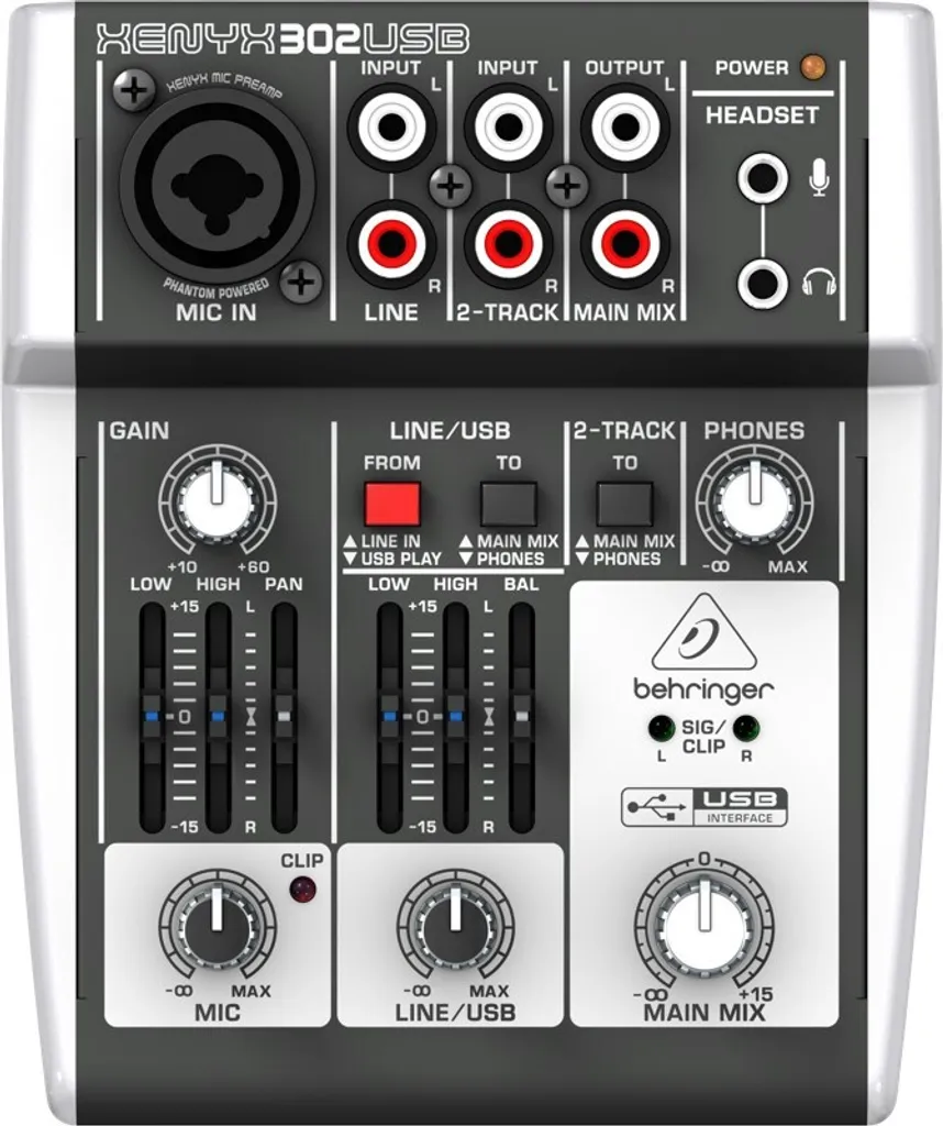 Behringer X302USB console de mixage 5 canaux avec interface audio PC