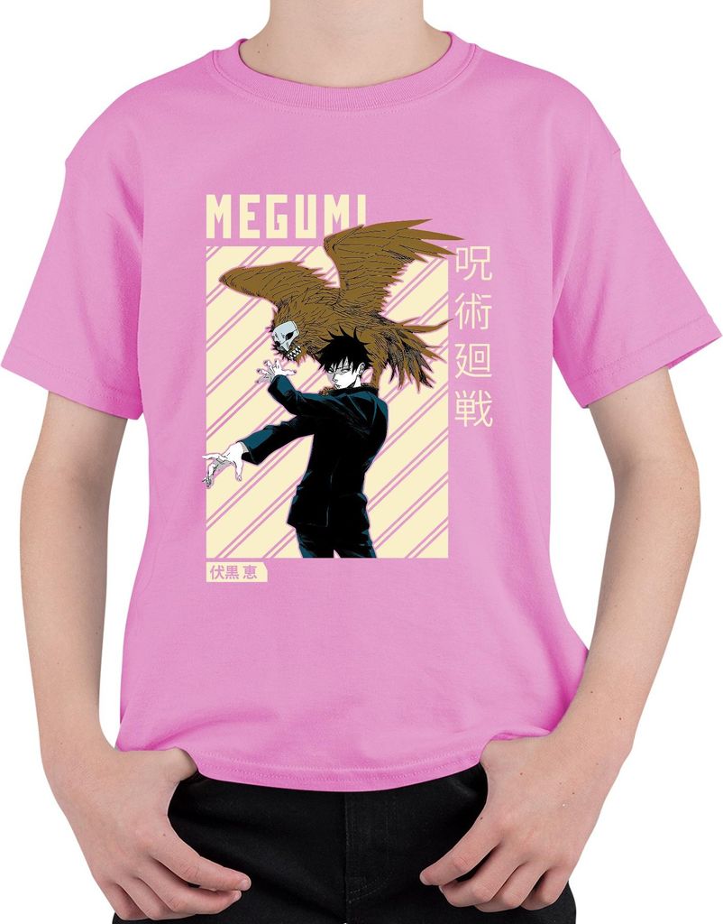 MEGUMI Jujutsu Kaisen 呪術廻戦 Fushiguro Shikigami Anime Ästhetik Uni Kinder T-Shirt, Pink, 116