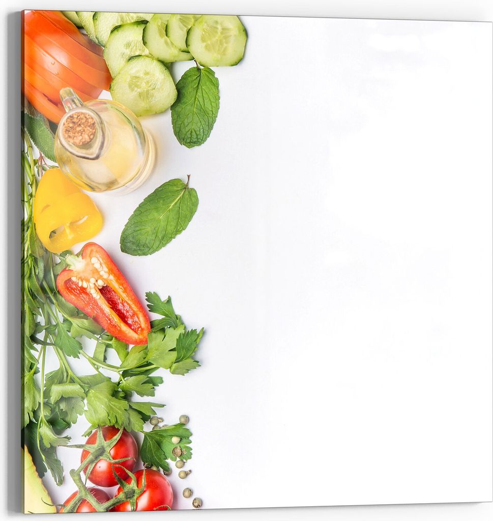 DEQORI Magnettafel Glas 30x30 cm 'Banner gerahmt mit Gemüse' beschreibbar Whiteboard