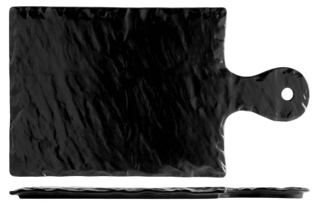 H&H 7928928 Rechteckiges Schneidebrett in Schieferoptik, Porzellan, Schwarz, 19,5 x 28 cm
