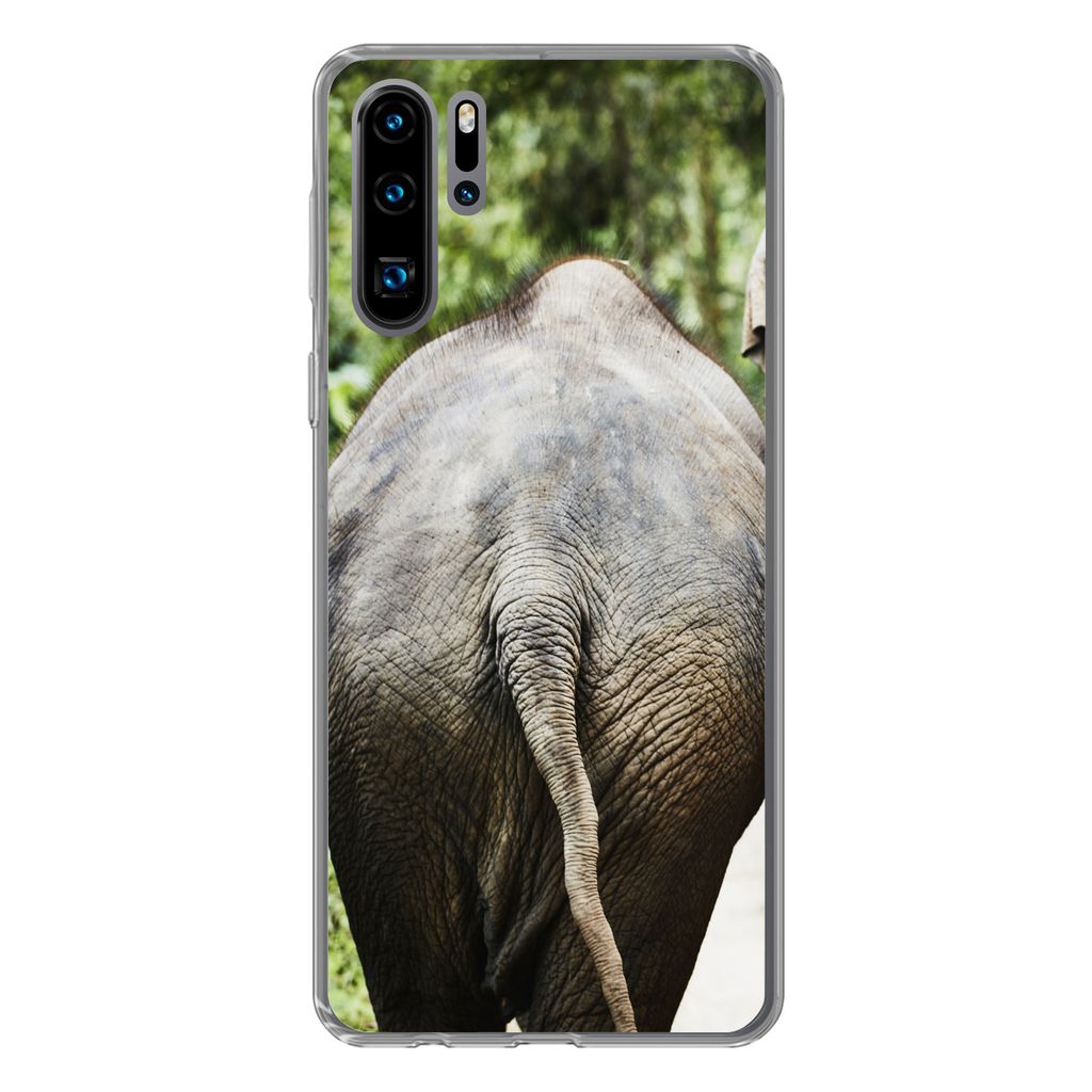 MuchoWow Handyhülle Schutzhülle Hülle für Huawei P30 Pro Elefant - Tiere - Grau - Natur Silikon Softcase Handy Hülle - Schutzdeckel