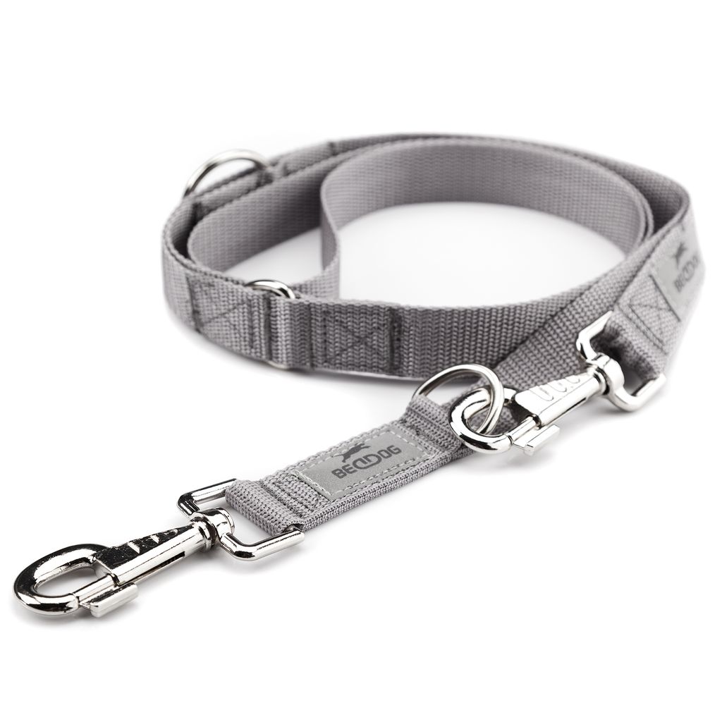 BedDog Hundeleine WILLY verstellbar in 3 Längen Führleine, Laufleine,2m/25mm,Grau