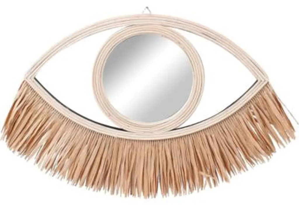 Miroir mural en bambou design œil 50 cm - Set de 8 pour habiller vos murs