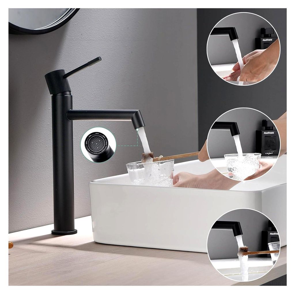 Wasserhahn für Bad, Einhebelmischer für Bad und Gäste-WC, moderne Badezimmer-Armatur mit Keramikkartusche, wassersparende Waschtischarmatur, fü...