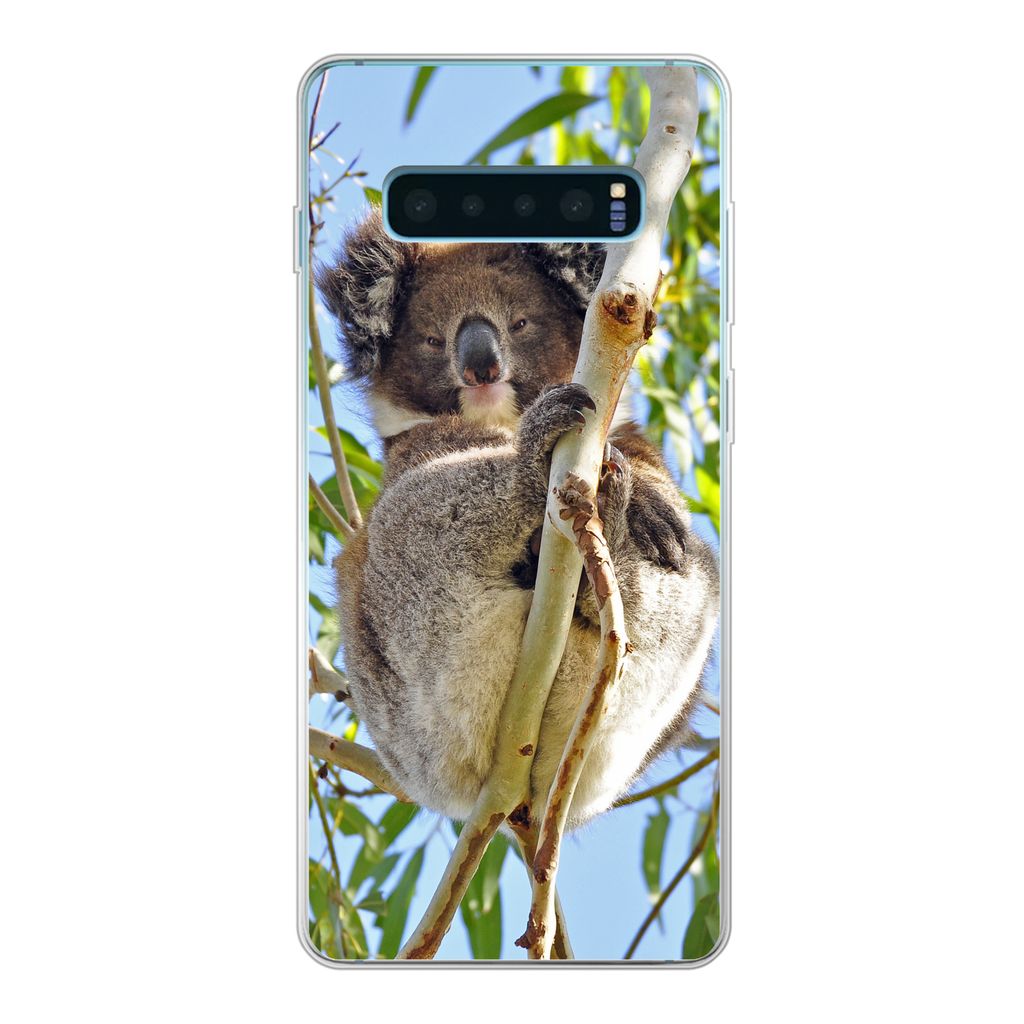 MuchoWow Handyhülle Schutzhülle Hülle für Samsung Galaxy S10 Plus Koala - Luft - Zweige - Jungen - Mädchen Silikon Softcase Handy Hülle - S...
