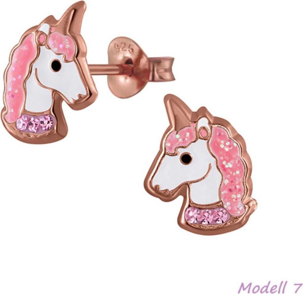 Kinder Ohrstecker: Mädchen Ohrringe Silber „Einhorn“ Modell 7