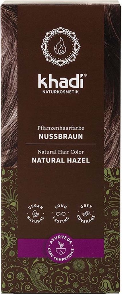Khadi Nussbraun Plant Hair Color for Shiny Nut Brown to Rich Chocolate Brown 100% Natural Vegan Certified Natural Cosmetics 100g
