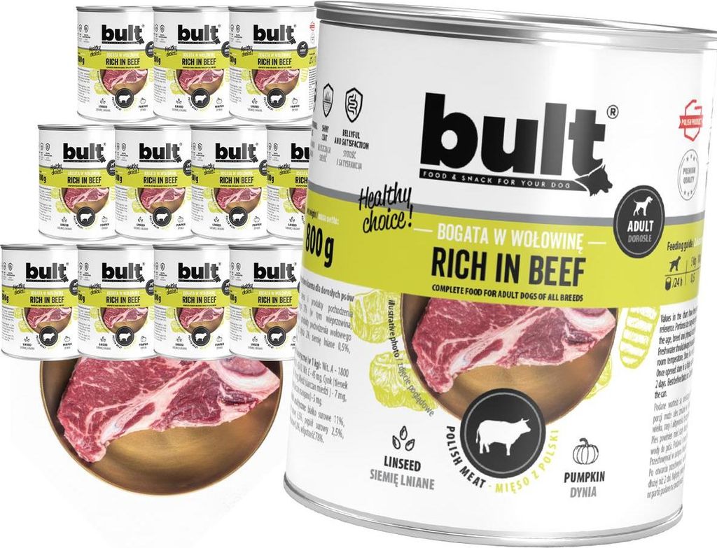 BULT Puszka dla psa bogata w wołowinę 800g Zdjęcie produktu 