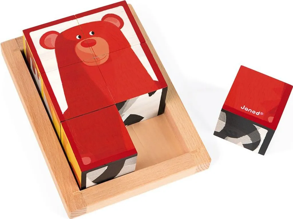 Janod Jouets de construction en bois Animaux de la forêt éducatif