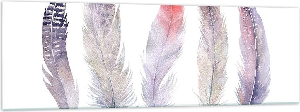 Bilder auf glas - Feder Tier Vogel Komposition - 160x50cm - Glasbilder - Wandbilder - Kunstdruck - zum Aufhängen bereit - Wanddekoration aus Glas ...