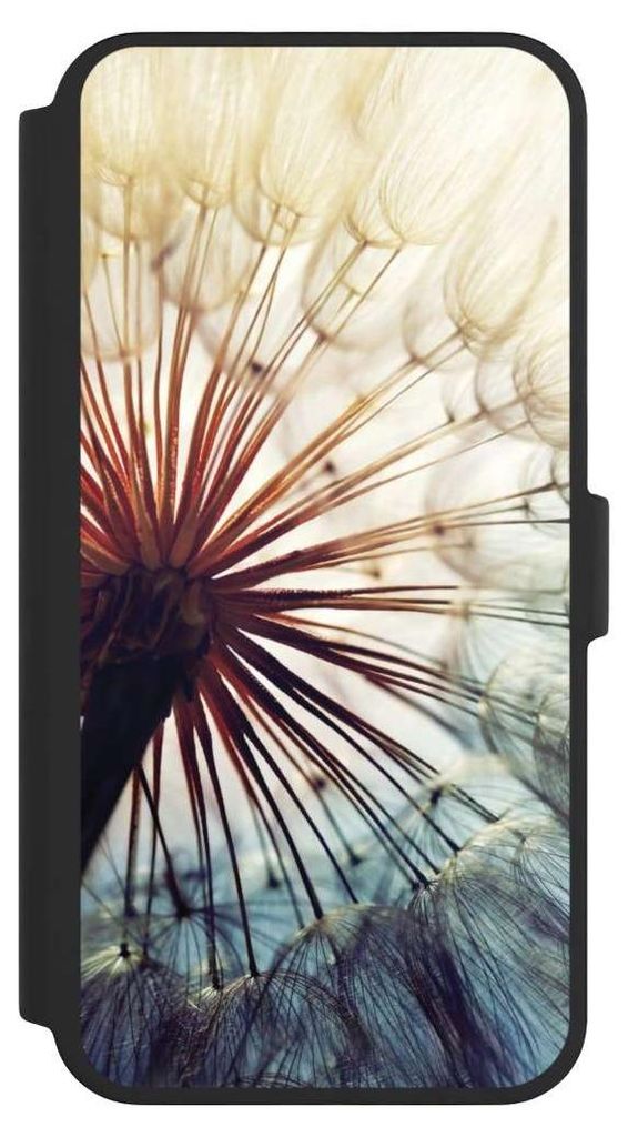 NIVOCASE Klapphülle für Apple iPhone 16 Pro Max Handyhülle aus Kunst Leder NIVOflip schwarz Blumen Fotografie Pusteblume