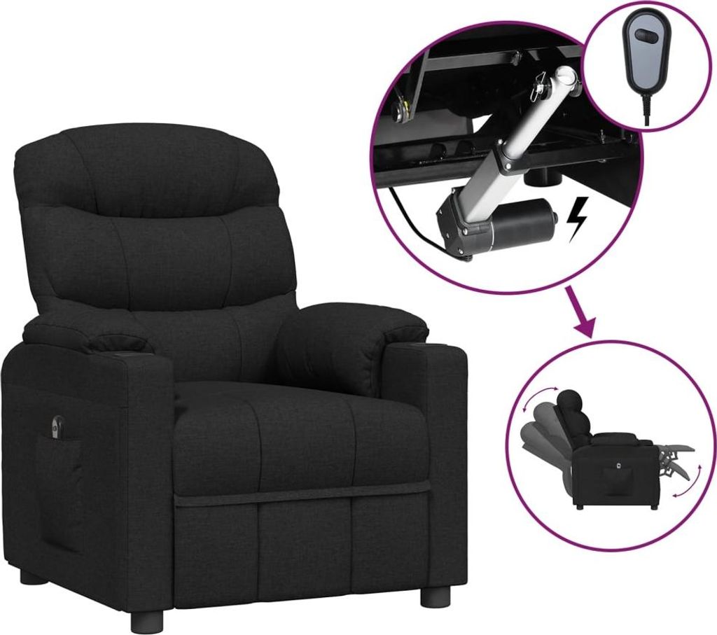 vidaXL Relaxsessel Elektrisch Schwarz Stoff