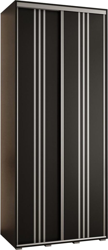 MEBLE KRYSPOL Cannes 6 Schrank mit 2 Schiebetüren - 205,2x110x45 cm - Schwarz Schwarz Silber