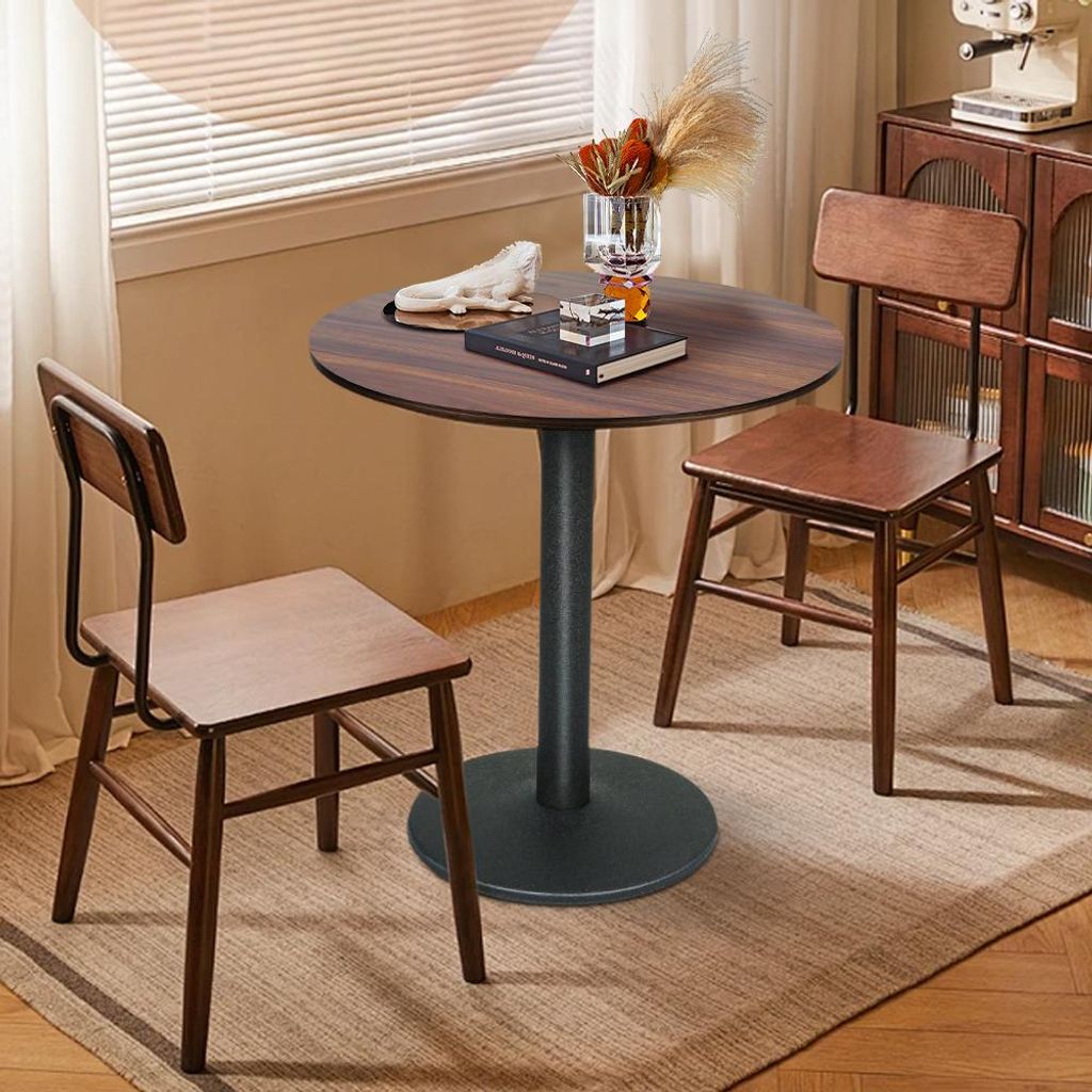 Runder Esstisch Für 2-4 Person,Klein Küchentisch Esszimmertisch mit Holzplatte & Metallbein für Cafés,Bistros Terrassen,70x70x72cm Hotelqualität