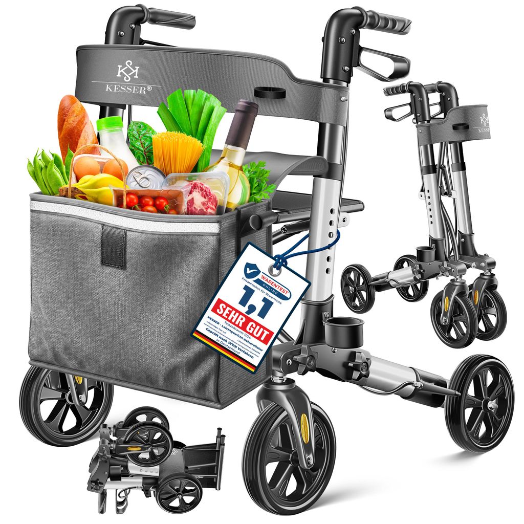 Składany rollator KESSER® z aluminium, z regulacją Zdjęcie produktu 