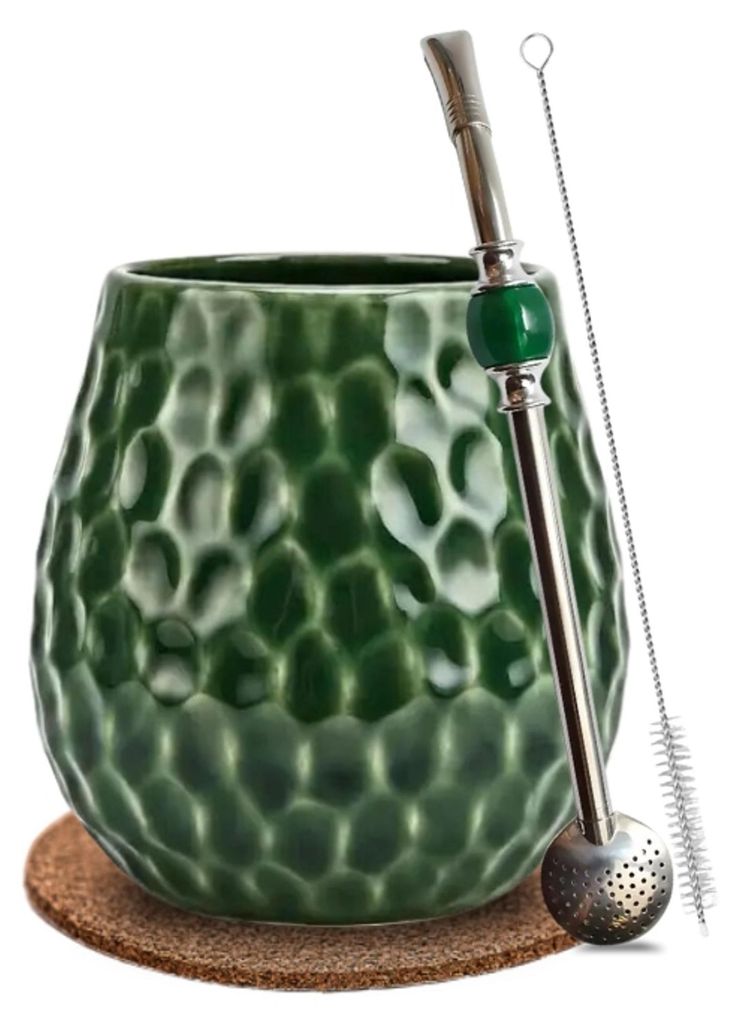 Yerba Mate set "Smaragd" + Bombilla - Groen kristal Productafbeelding 