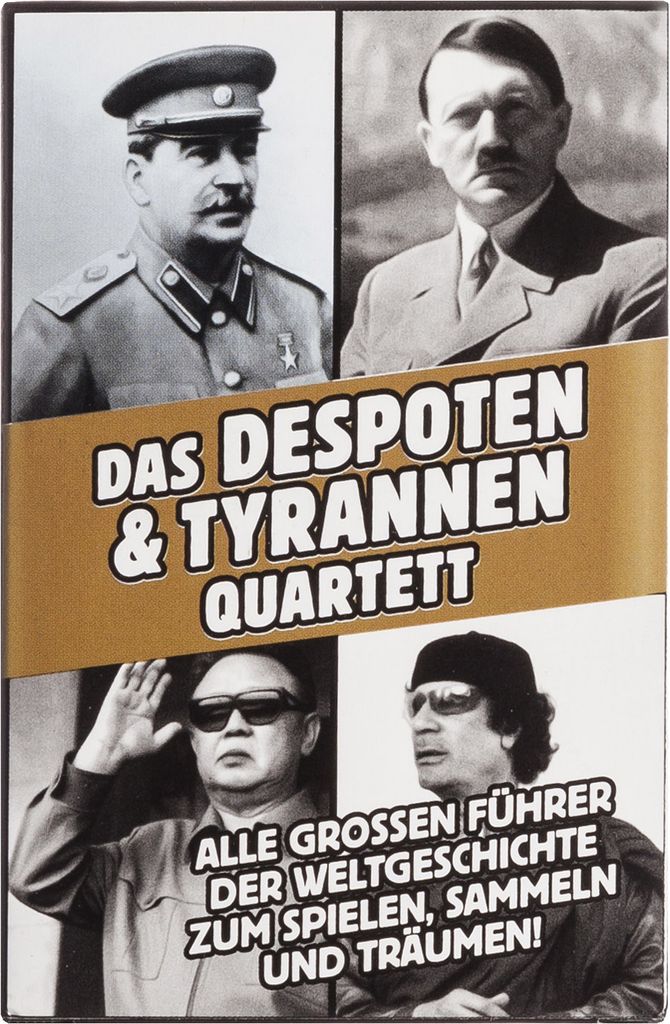 A collage of four historical dictators with text overlay.