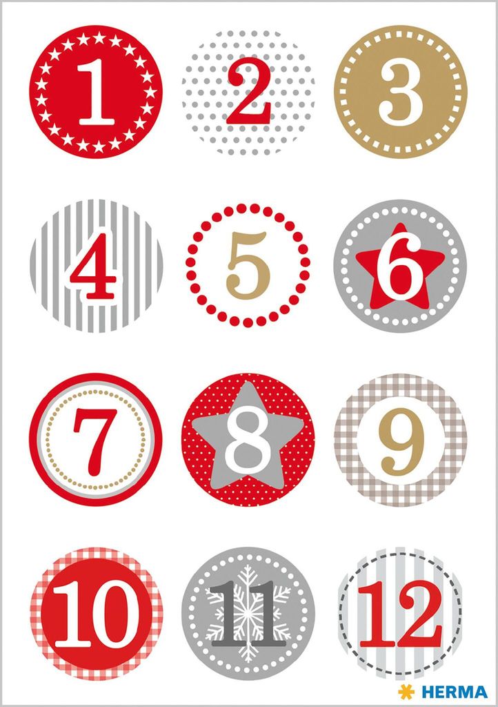 Herma DECOR Nálepka Adventný kalendár nálepky 1-24, červená Obrázok produktu 2